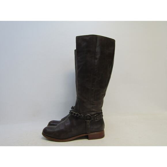Coach Womens Size 8 B Brown Leather Zip 15" Knee High Fashion Boots - Picture 1 of 11